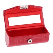 PU Leder Lippenstiftbox Lippenstiftetui mit Spiegel und Druckknopf, Rot