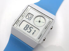 GOLDJUNGE69 * DIGI-TECH  DIGITALE UNISEX ARMBANDUHR SILIKON BLAU/WEISS LED-LICHT