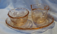 Rosa Kristall Glas Milchkännchen Milchkanne Zuckerdose Vintage shabby Set
