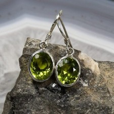 Peridot Ohrring, 925er Silber, Edelstein Ohrringe (30046), Edelsteinschmuck