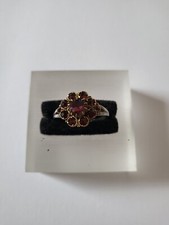 Jugendstil  Silber  Ring  Granaten Böhmische Granaten   Antikschmuck