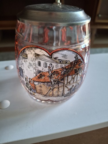 Dachdecker bierkrug zinndeckel - bierkrug,