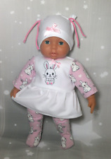3tlg Sommer Set Puppenkleidung Handmade Kleid Ostern Hase Re born Baby 43cm-46cm