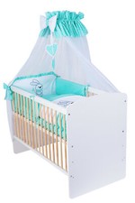 Babybett weiss-gelb mit 11tlg