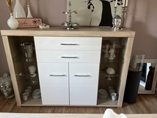 Highboard Eiche Sonoma Optik Hochglanz Weiß