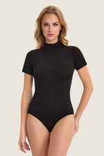Damen body kurzarm schwarz - kurzarm, in
