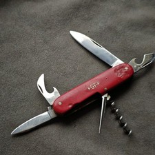 Taschenmesser rot +GF+ Soldatenmesser Handgemacht Tell Qualität Schweizer Stiel