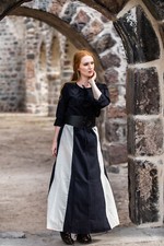 Mittelalterrock Schwarz/Natur "Dana" mittelalterlicher Rock Gummizugbundrock