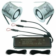 3W Mini Bluetooth Einbau-Lautsprecher Set IP65 Wasserschutz Silber Alu