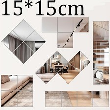40 Stück DIY Spiegelfliesen HD 15x15cm Flexibel Selbstklebend Wandaufkleber Deko