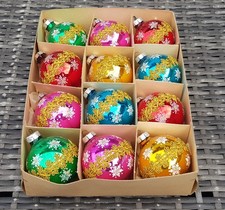 12 DDR Christbaumkugeln Glas