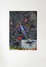 Christian-Ludwig ATTERSEE, Nachtgesicht WKV 173 aus 1994 - Radierung in Farbe