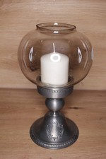 Kerzenständer Zinn Glas Kerzenleuchter Windlicht SKS 25 cm hoch