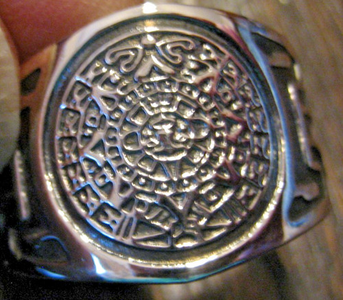 Maya kalender ring - maya, silber
