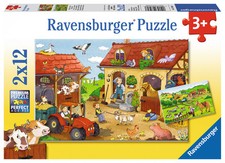2 x 12 Teile Ravensburger Kinder Puzzle Fleißig auf dem Bauernhof 07560