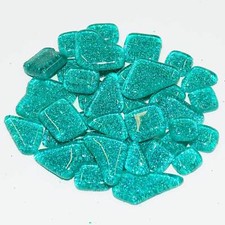 Glassteine Mosaik Soft türkis glitter polygonal