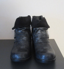 CR 5007 KAYLA Damen Stiefelette Gr. 37 schwarz grau metallic Schnalle Nieten