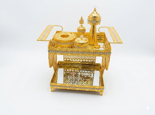 Luxus gold servierwagen mit - servierwagen,