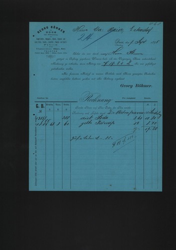 Doos rechnung 1895 - 1895,, georg
