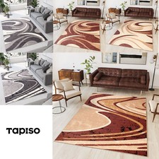 Teppich Wohnzimmmer Modern Kurzflor Designer  Grau Braun  Wellen Muster ÖKOTEX