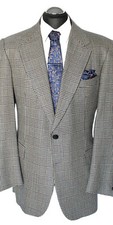 Regent Sakko Gr. 54 KASCHMIR Ausstellungsstück Glencheck Wolle Grau handgenäht
