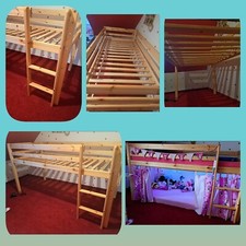 Massivholz Etagenbett Hochbett inkl. Lattenrost und Stangen