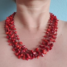 Schmuck Damen Korallen 6-Strang Kette aus Bali Handmade