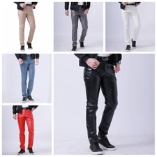 Herren Kunstleder Hose Stretch