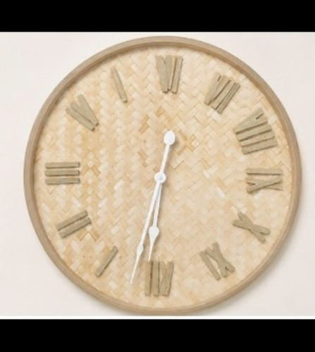 Runde holz wanduhr beige - holz-wanduhr,