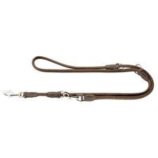 Hunter Verstellbare Hundeleine Round & Soft Nubukleder braun für Hunde