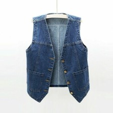 Klassisch Damen Denim Weste