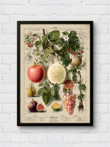 Obst vintage botanik wandbild - vintage,