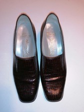  Schuhe Pumps Slipper Gr. 37 Damen braun Schwarz  Leder  Kroko Super Bequem