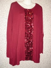 Janina Tunika Shirt, Burgund/Bordaeux,  mit Pailetten