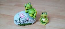 Deko Frosch/Frösche "Willkommen", Garten, Gartenfigur, Skulptur, Keramik