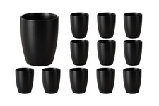 Kaffeetasse 12er Set Kaffeebecher Tasse ohne Henkel Steingut Schwarz Matt 340 ml