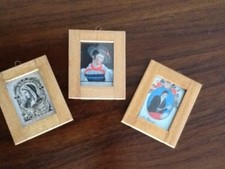 Puppenstube Miniatur Zubehör Dekoration 3 Bilder mit Holzrahmen