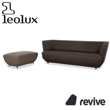 Leolux Daja Stoff Dreisitzer Grau Leder Sofa Couch
