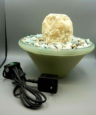 BRUNNEN mit Pumpe ARAGONIT - Stein und AMAZONIT - Chips und Glasschale