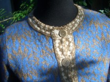 Walk  Strickjacke mit Einstrickmuster  Gr. 36/38   blau/beige Handarbeit