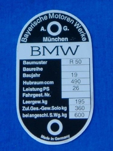 Bmw typenschild r50 - typenschild, (50/2)