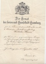 Urkunde Hamburg Hanseatenkreuz