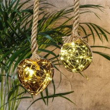 LED Weihnachtskugel Weihnachtsdeko Herz Kugel Christbaumkugel Leuchtkugel Jute