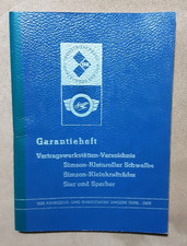 DDR SIMSON Garantieheft mit