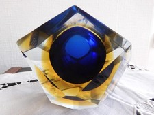 Murano glas Schale Facettierte Schale Sommerso Vintage