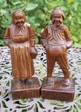 Holz Figur Paar Bauer und Frau - alte Handarbeit - ca. 12 cm - Rarität Sammler