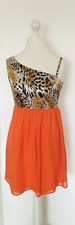 Kleid orange beige schwarz