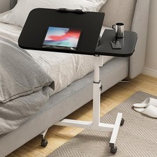 Laptoptisch Höhenverstellbar 60-95 cm mit Rollen Bett Beistelltisch Sofatisch