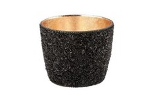 Madras Windlicht M mit Perlen in schwarz 1074804002