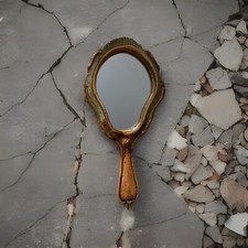 Antik Vintage Handspiegel aus Holz - antiker Jugendstil Handspiegel